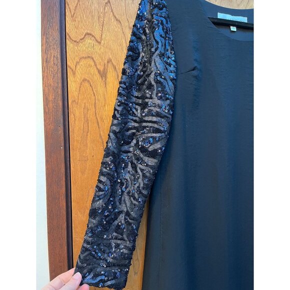 Dress the Population April Sequin Glitter Cocktail Chiffon Shift Dress S Black - Picture 6 of 8